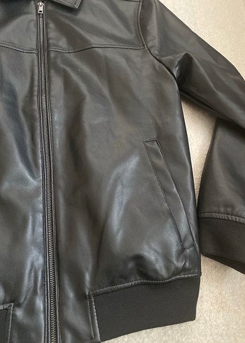 Erkek Deri Siyah Fermuarlı Ceket - Görsel 3