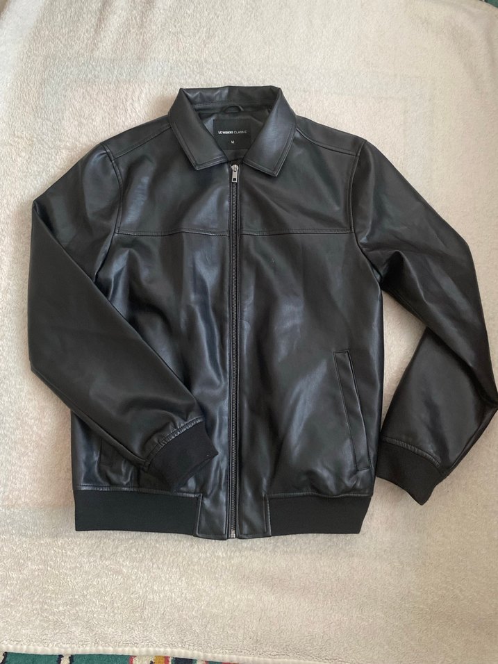 Erkek Deri Siyah Fermuarlı Ceket - Görsel 2