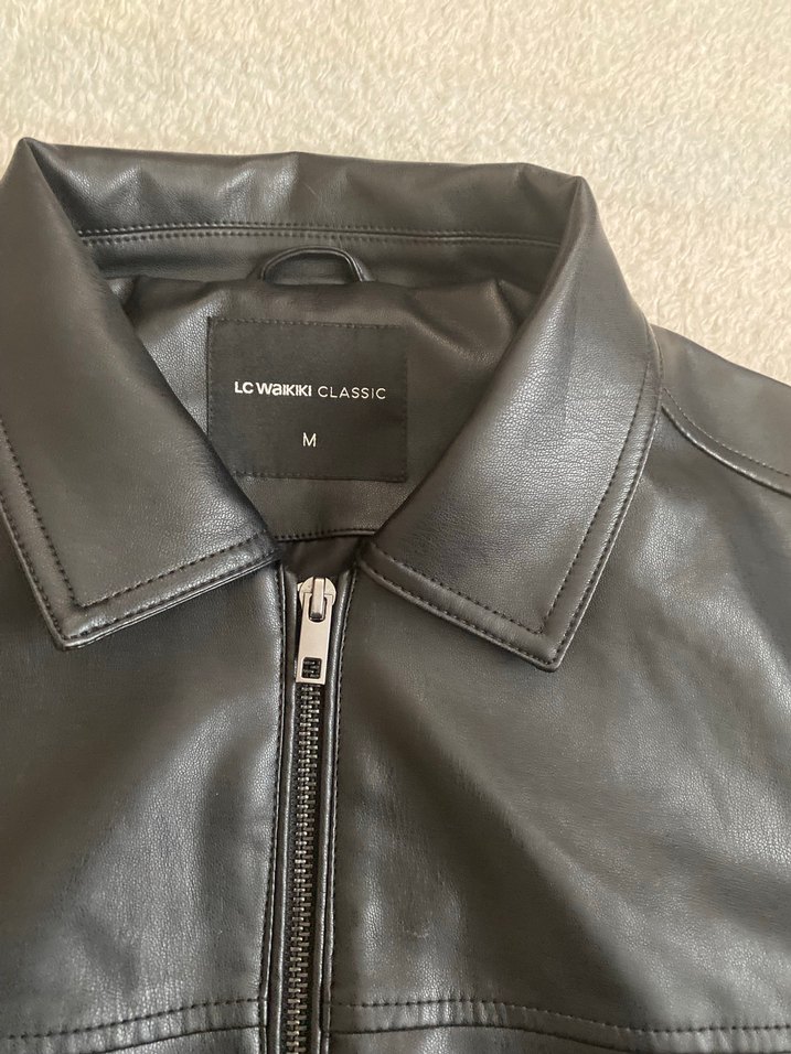 Erkek Deri Siyah Fermuarlı Ceket - Görsel 4