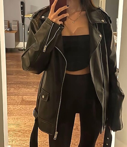 m Beden siyah Renk Stradivarius deri ceket