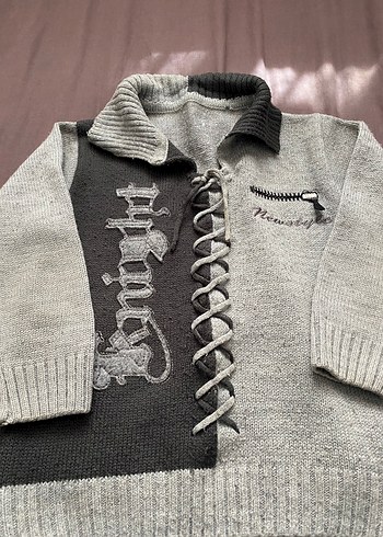 Gri Örgü Erkek Çocuk Kazak - Görsel 3