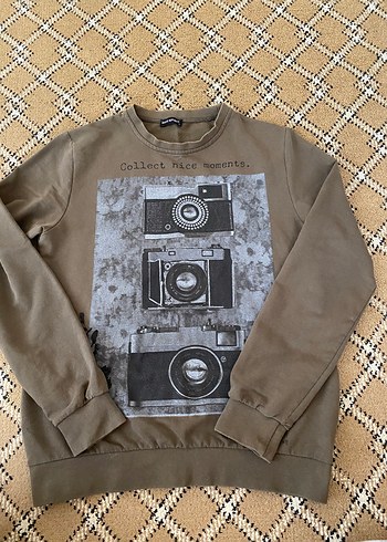 Erkek Kahverengi Baskılı Sweatshirt