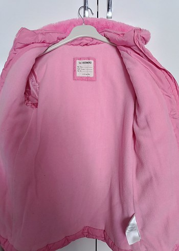 Kız Çocuk Pembe Kürklü Kapüşonlu Mont - Görsel 3