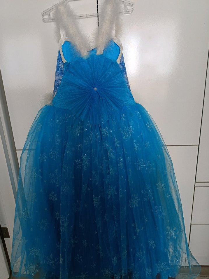 Mavi Baskılı Kız Çocuk Abiye Elbise - Görsel 2