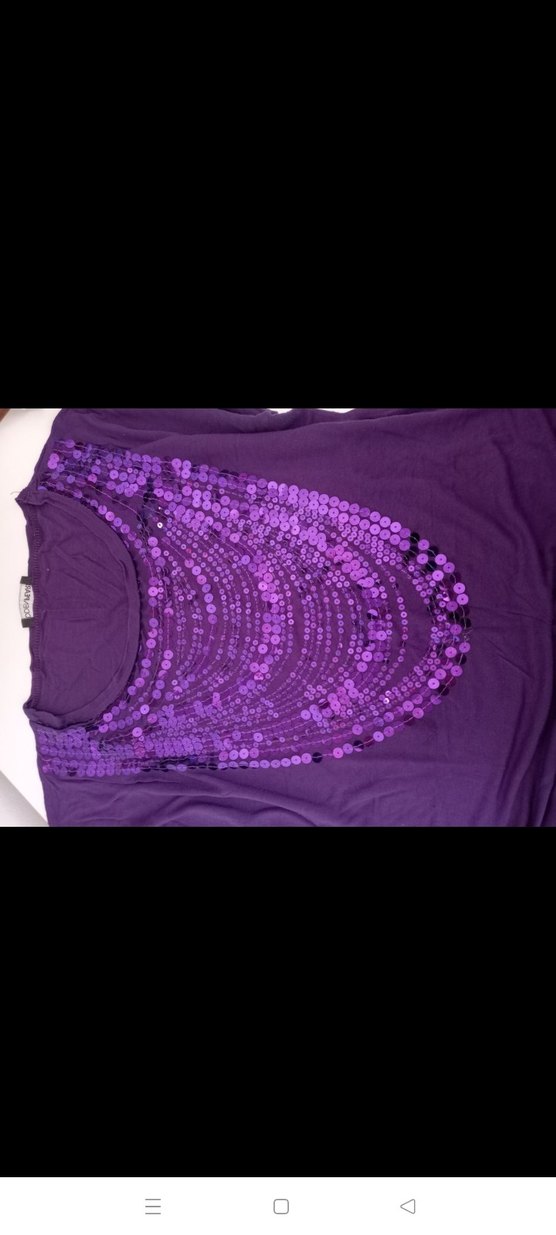 Mor, Boncuk İşlemeli, Uzun Kesim Bluz - Görsel 2