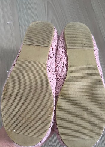 Kız Çocuk Pembe Örgü Dantel Babet - Görsel 4