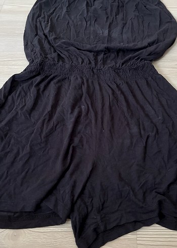 Siyah Mini Keten Straplez Tulum - Görsel 4