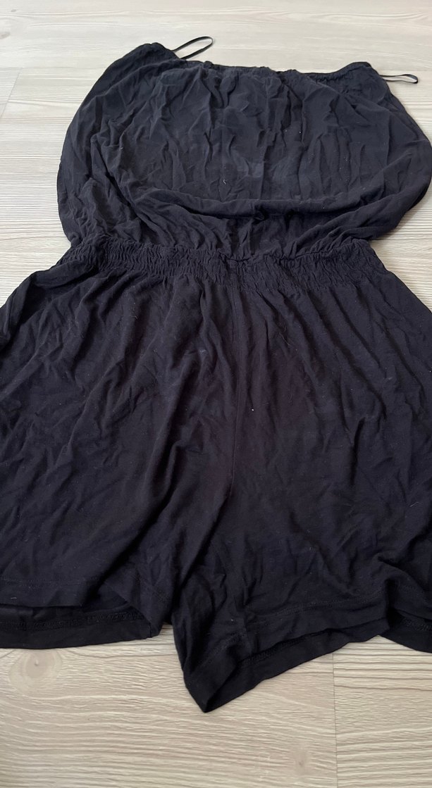 Siyah Mini Keten Straplez Tulum - Görsel 4