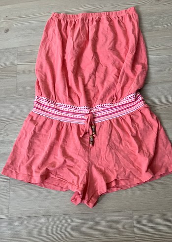 Pembe Nakışlı Kemerli Bohem Tulum - Görsel 2