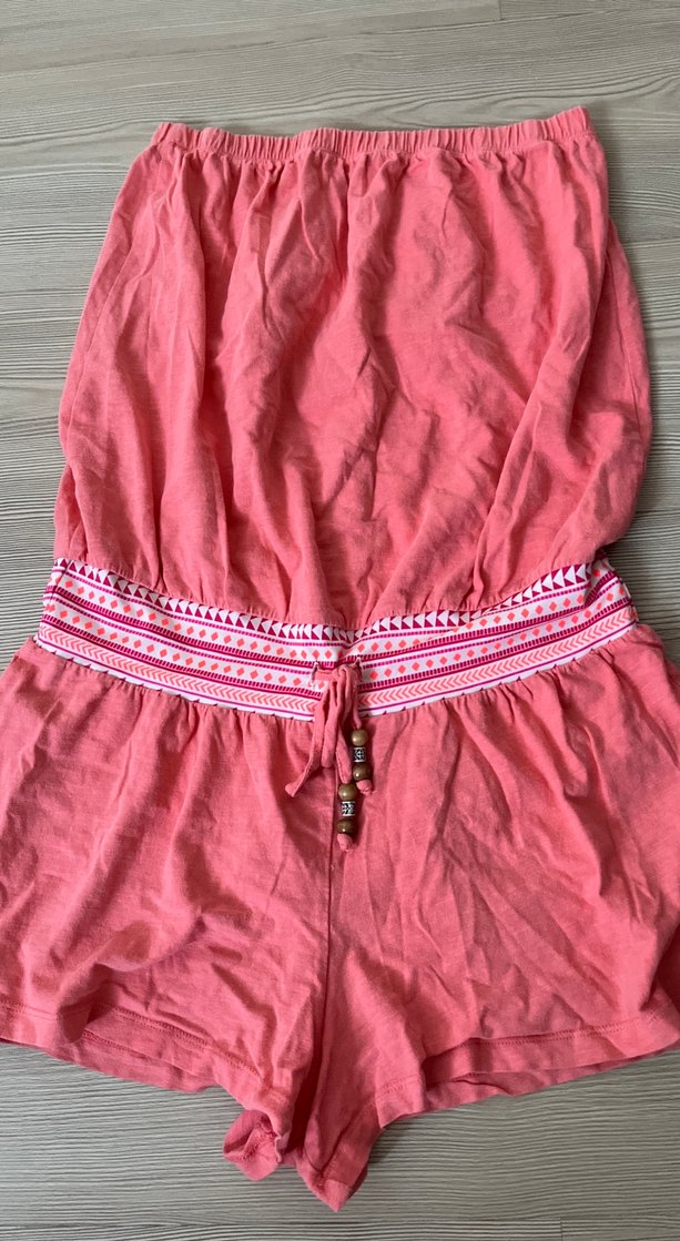 Pembe Nakışlı Kemerli Bohem Tulum - Görsel 4