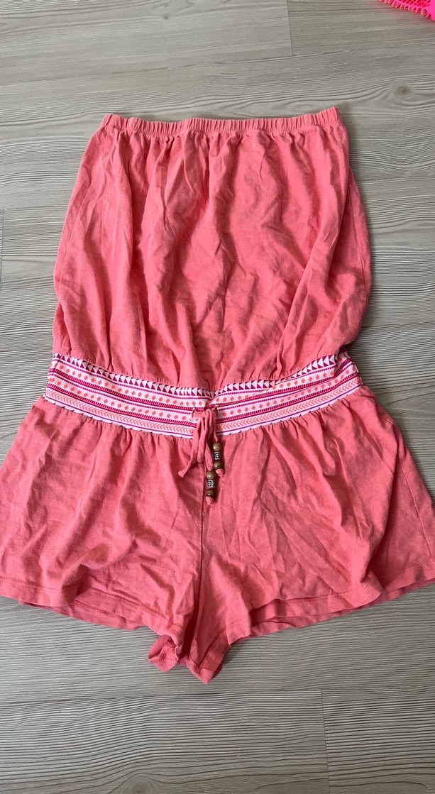 Pembe Nakışlı Kemerli Bohem Tulum - Görsel 3