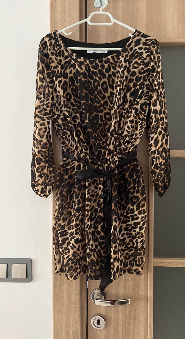 Leopar Desenli Midi Kadın Elbise - Görsel 2