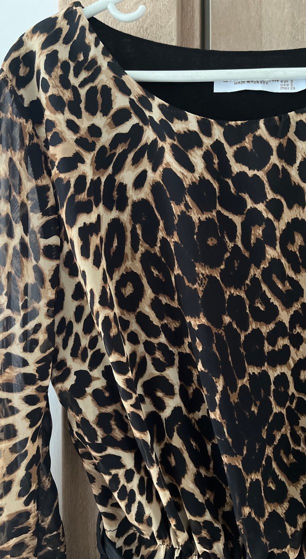 Leopar Desenli Midi Kadın Elbise - Görsel 4