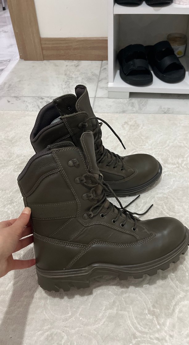 askeri haki Deri Erkek Botları Tokalı - Görsel 2