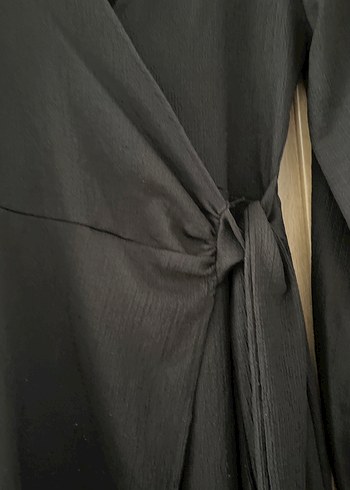 Siyah V Yakalı Uzun Kollu Kadın Elbise - Görsel 5