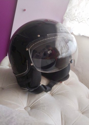 Siyah Biker Motosiklet Kaskı Velcro Bantlı - Görsel 3