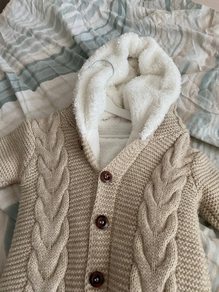 Örgü Kapüşonlu Bebek Tulumu - Görsel 2