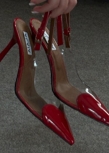 Kırmızı Şeffaf Bantlı Stiletto - Görsel 3