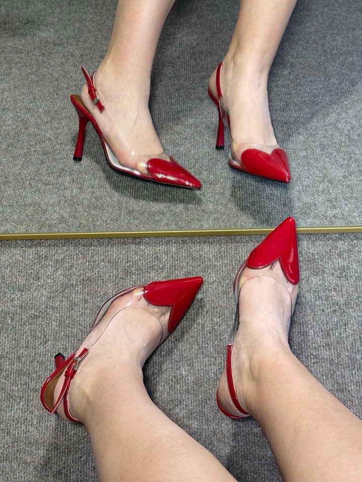 Kırmızı Şeffaf Bantlı Stiletto - Görsel 4