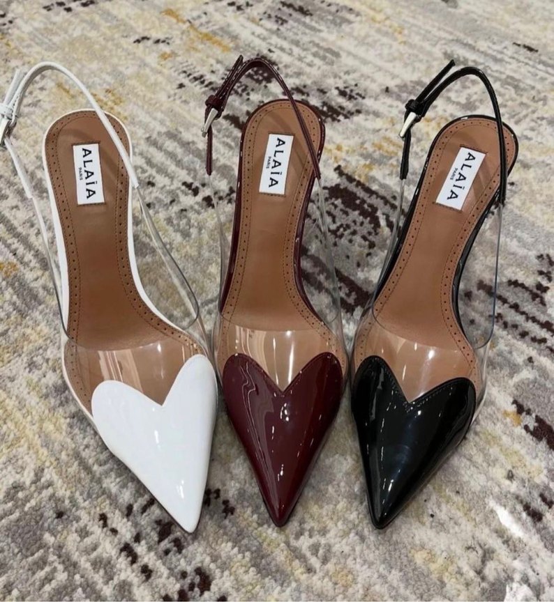 Beyaz Siyah Rugan Stiletto Kadın Topuklu Ayakkabı - Görsel 2