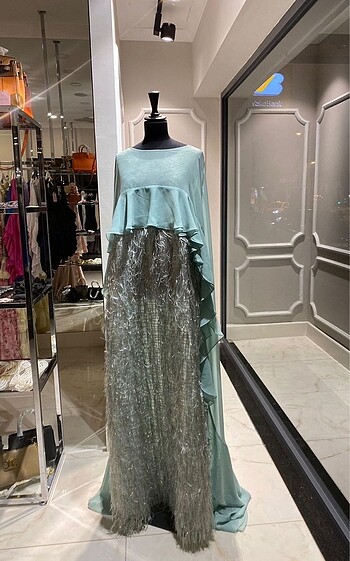 Genese mint pelerinli elbise 3 beden