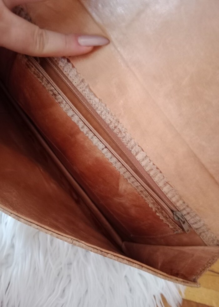 Yılan deri çanta clutch  - Görsel 2