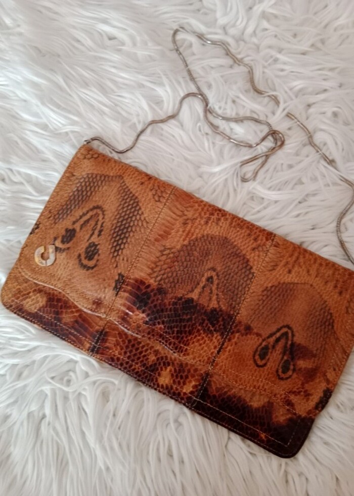 Yılan deri çanta clutch  - Görsel 3