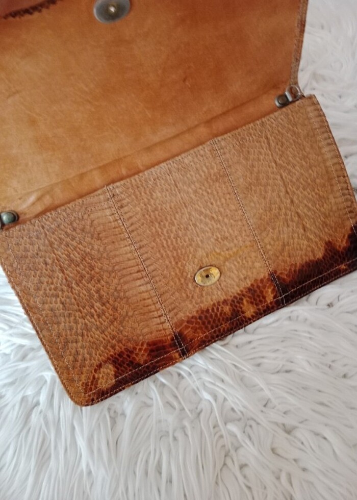 Yılan deri çanta clutch  - Görsel 4