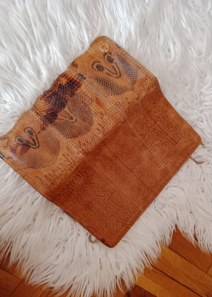 Yılan deri çanta clutch  - Görsel 5