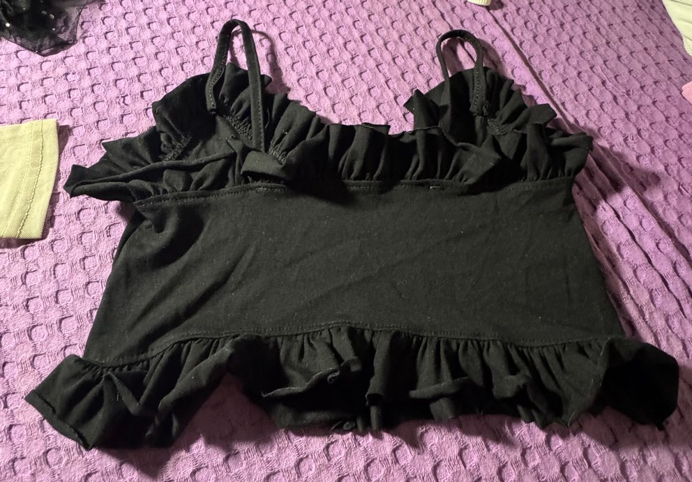 Kızlar için Siyah Straplez Fırfırlı askılı body - Görsel 3