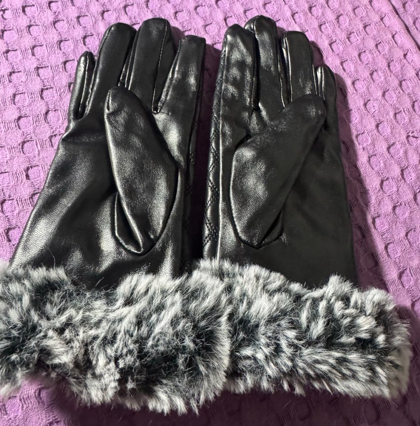 Kürk Detaylı Siyah Kadın Eldiven - Görsel 2