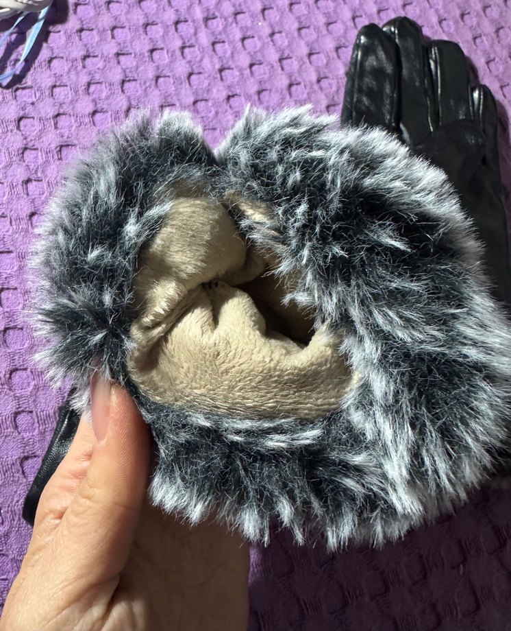 Kürk Detaylı Siyah Kadın Eldiven - Görsel 3