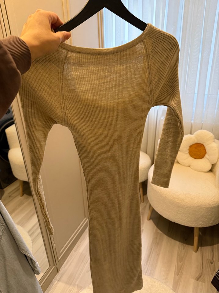 Uzun Kollu Triko Elbise - Görsel 3