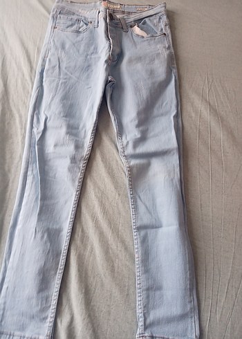 Düğmeli Gri Kadın Denim Pantolon - Görsel 2