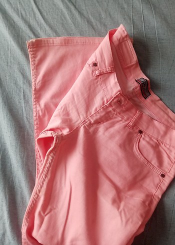 Pembe Midi Kumaş Kadın Pantolon - Görsel 3