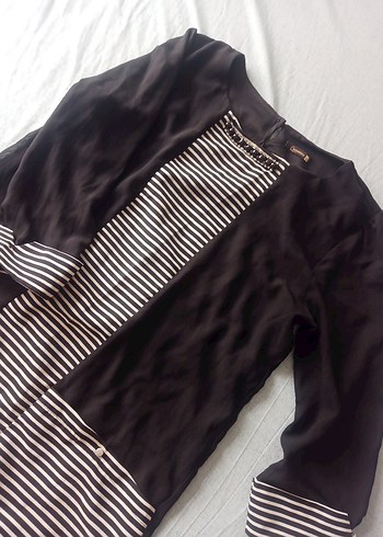 Düğmeli Siyah Beyaz Tunik - Görsel 2