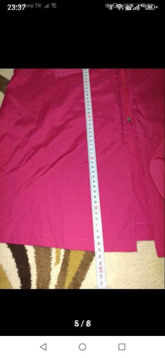 Pembe V Yakalı Uzun Kadın hasema - Görsel 5