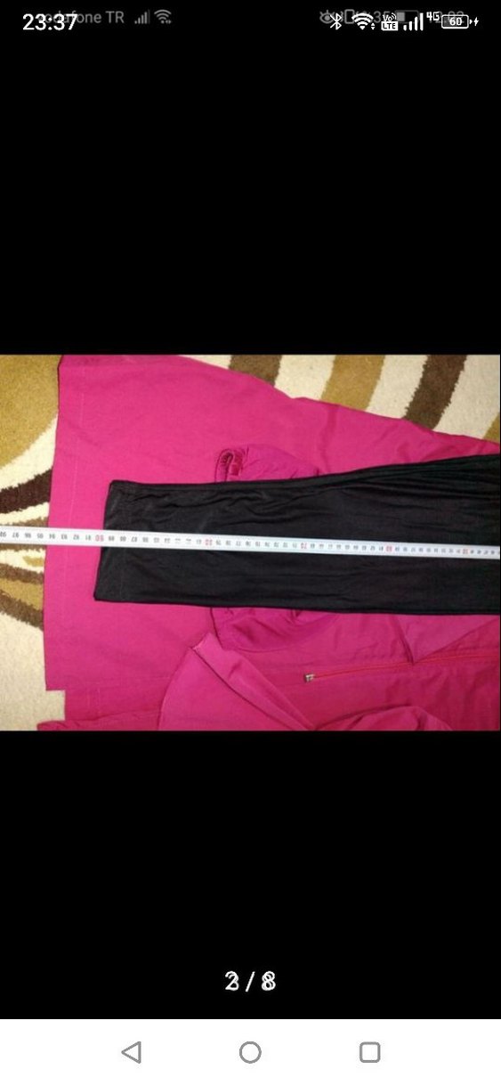 Pembe V Yakalı Uzun Kadın hasema - Görsel 2