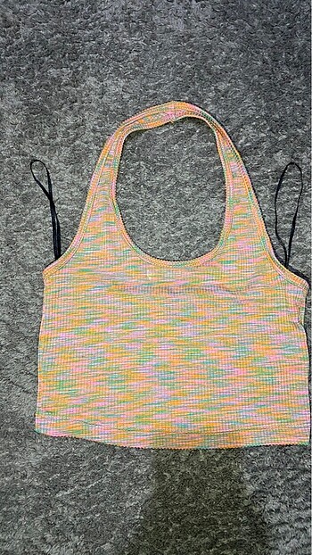h&m halter yaka crop renkli
