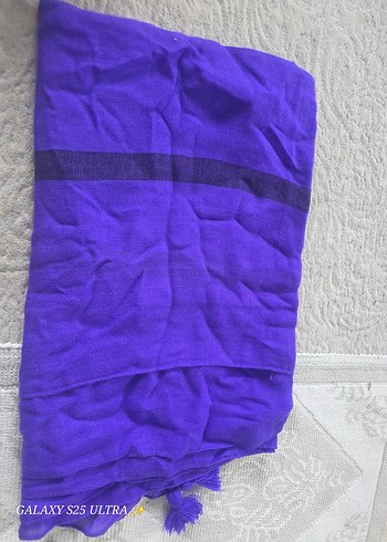 Püsküllü Mor Bohem Kadın Şal - Görsel 2