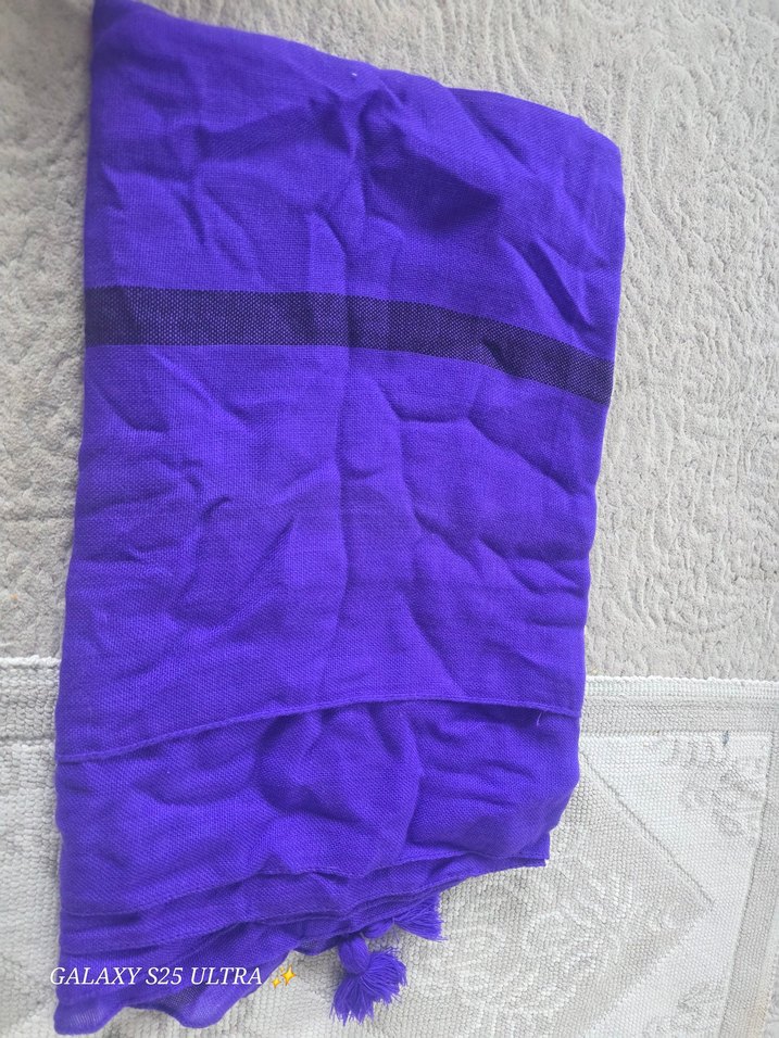 Püsküllü Mor Bohem Kadın Şal - Görsel 2