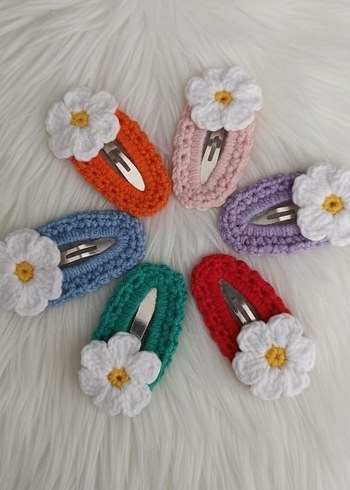 Bordo Örgü Çiçekli Toka Seti 2li - Görsel 2