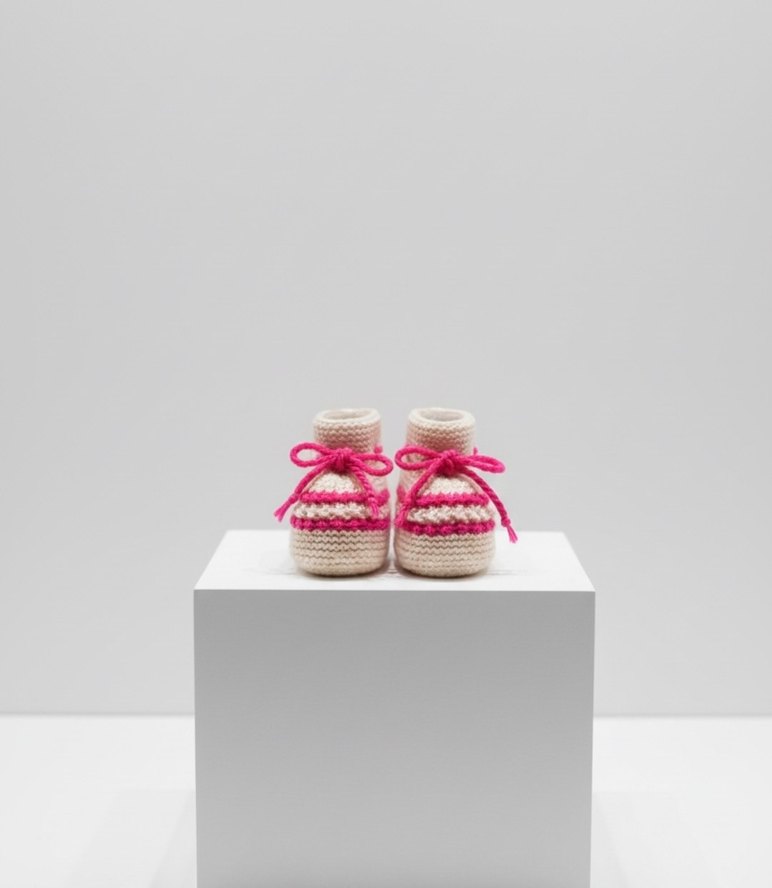 Pembe El Örgüsü Kız Bebek Patik - Görsel 4