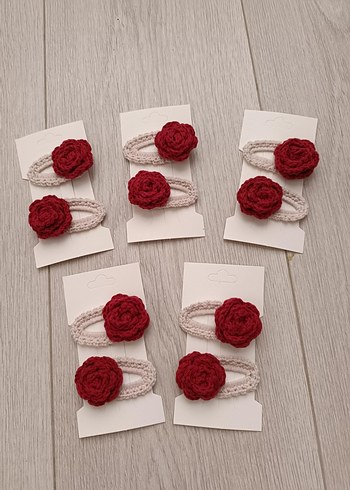 Turuncu Nakışlı Örgü Havuç Saç Tokaları - Görsel 2