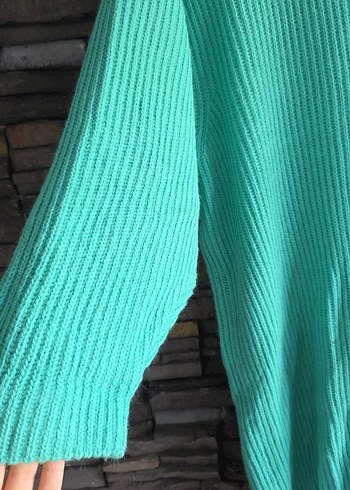 Turkuaz Uzun Kollu Boğazlı Kadın Triko - Görsel 2