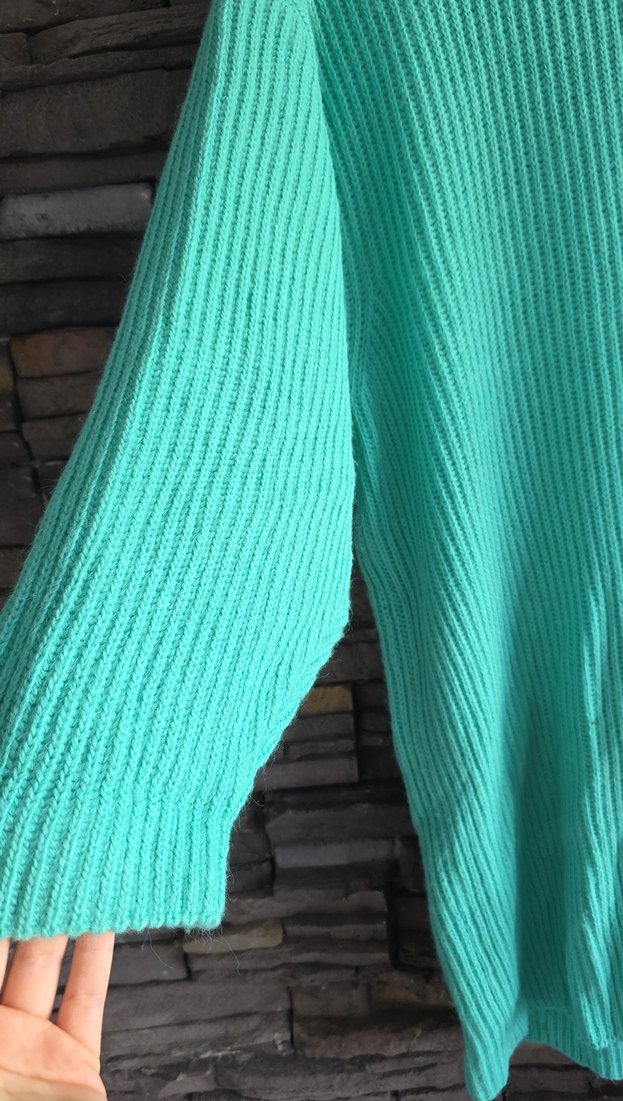 Turkuaz Uzun Kollu Boğazlı Kadın Triko - Görsel 2