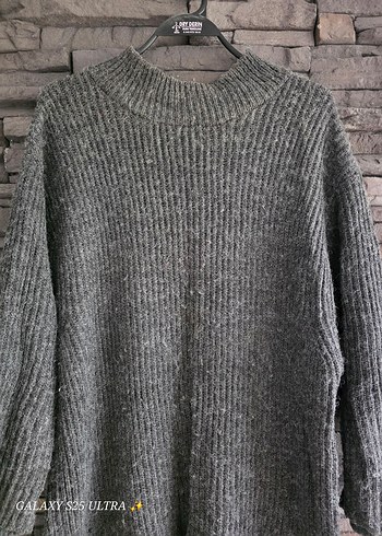 Gri Triko Boğazlı Kadın Kazak - Görsel 2