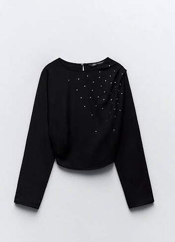 Zara taşlı bluz yenietiketli
