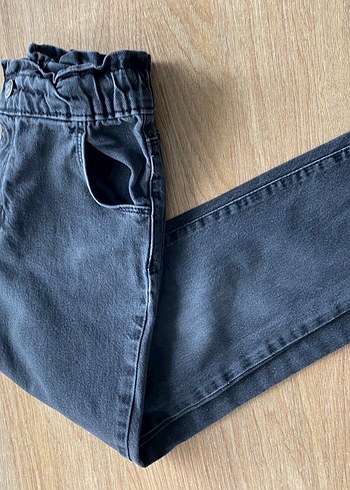 Siyah Taşlanmış Kız Çocuk Kot Pantolon
