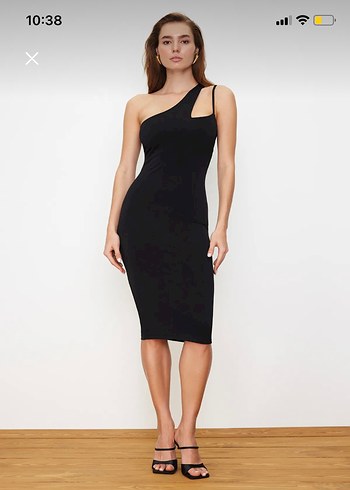 Siyah tek kol midi boy elbise - Görsel 2